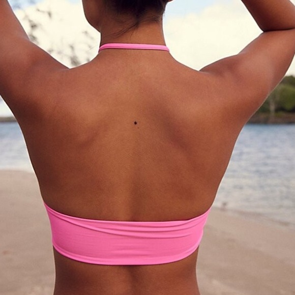 Toast Free People XL Apex Halter & Top Signature Banded Bottoms Guava Pink 2Pc - Picture 2 of 10